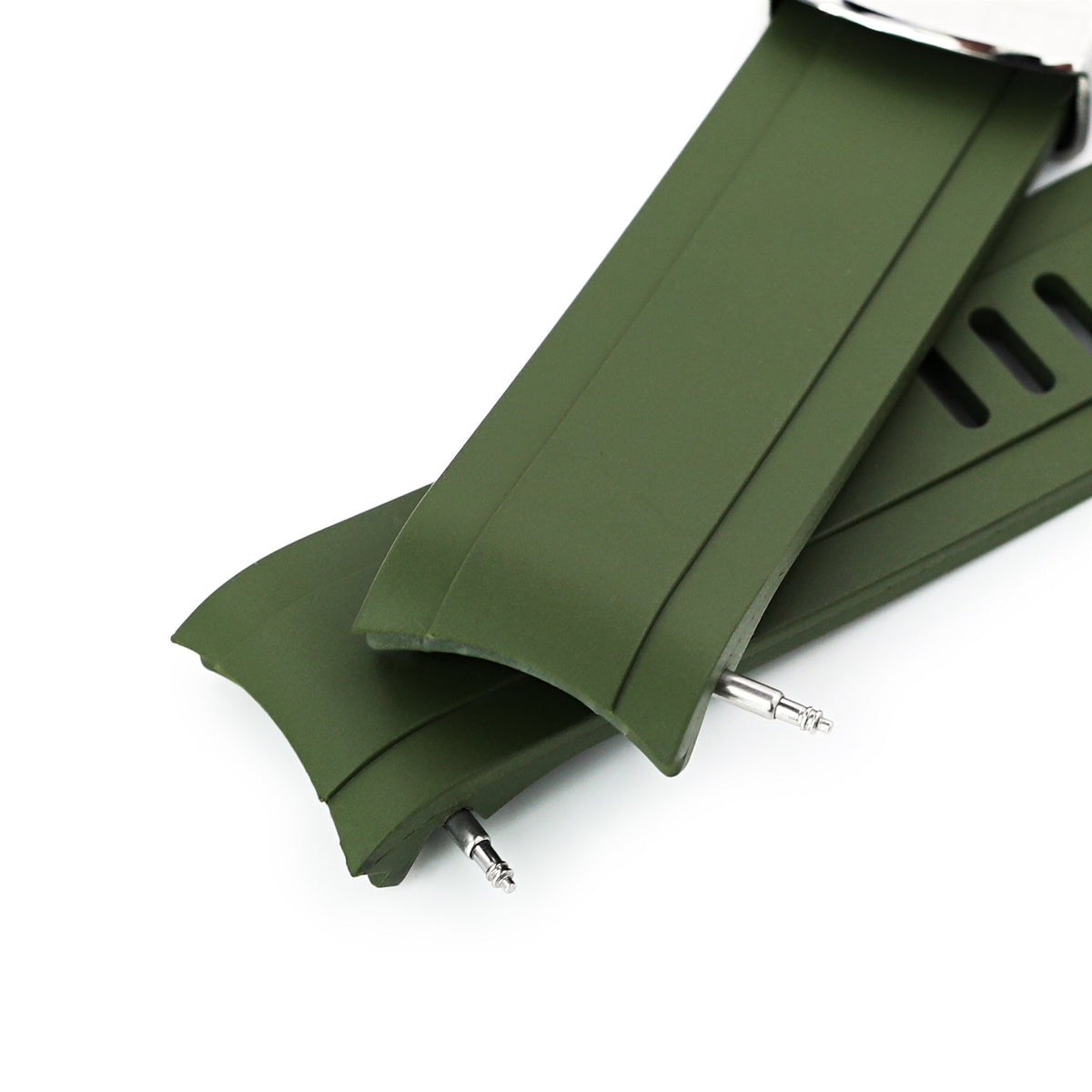 20mm Crafter Blue - Military Green Rubber Curved Lug Watch Strap for Seiko Baby MM200 &amp; Mini Turtles SRPC35 Strapcode Watch Bands