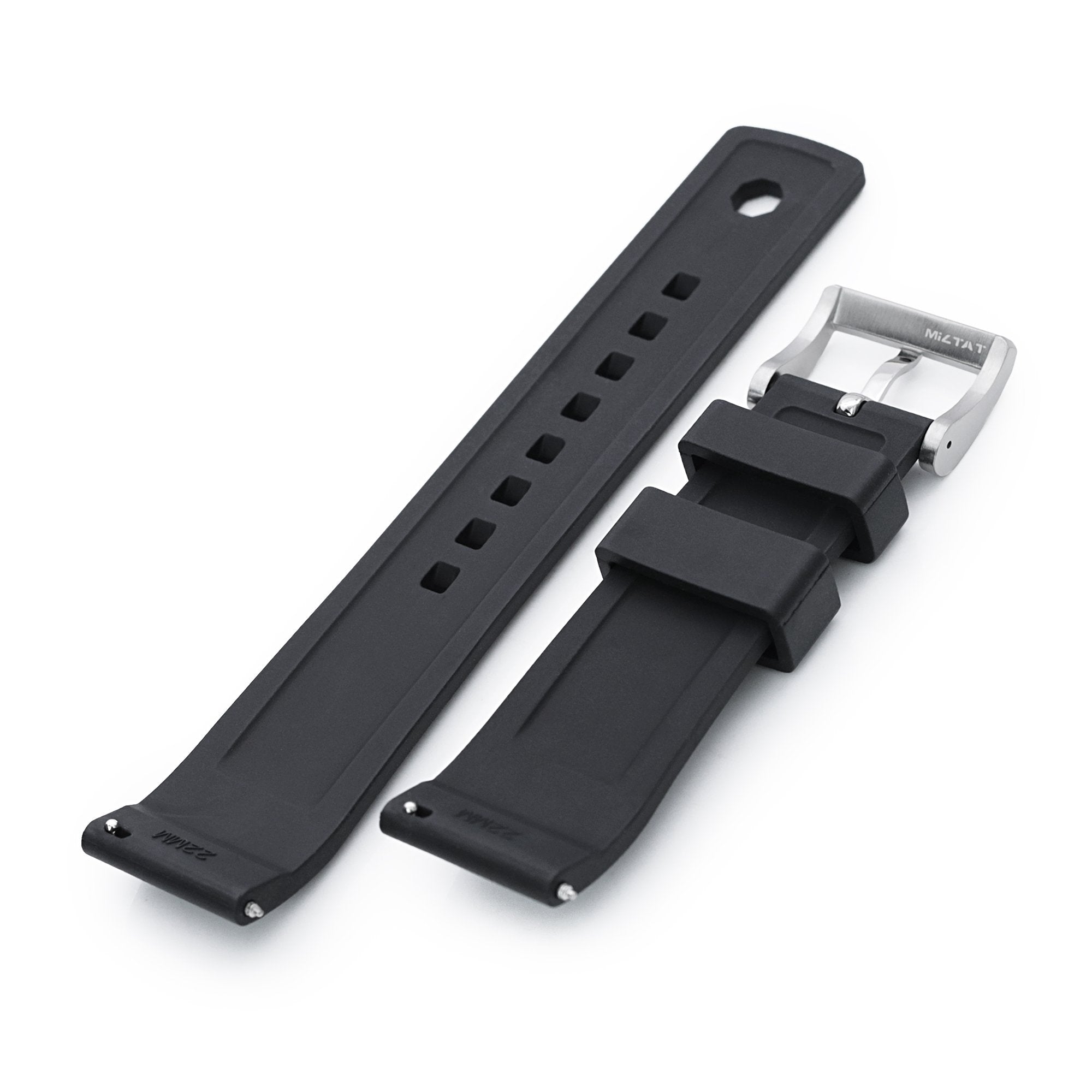 Crisscross Black FKM Quick Release Rubber Strap, 20mm or 22mm Strapcode Watch Bands