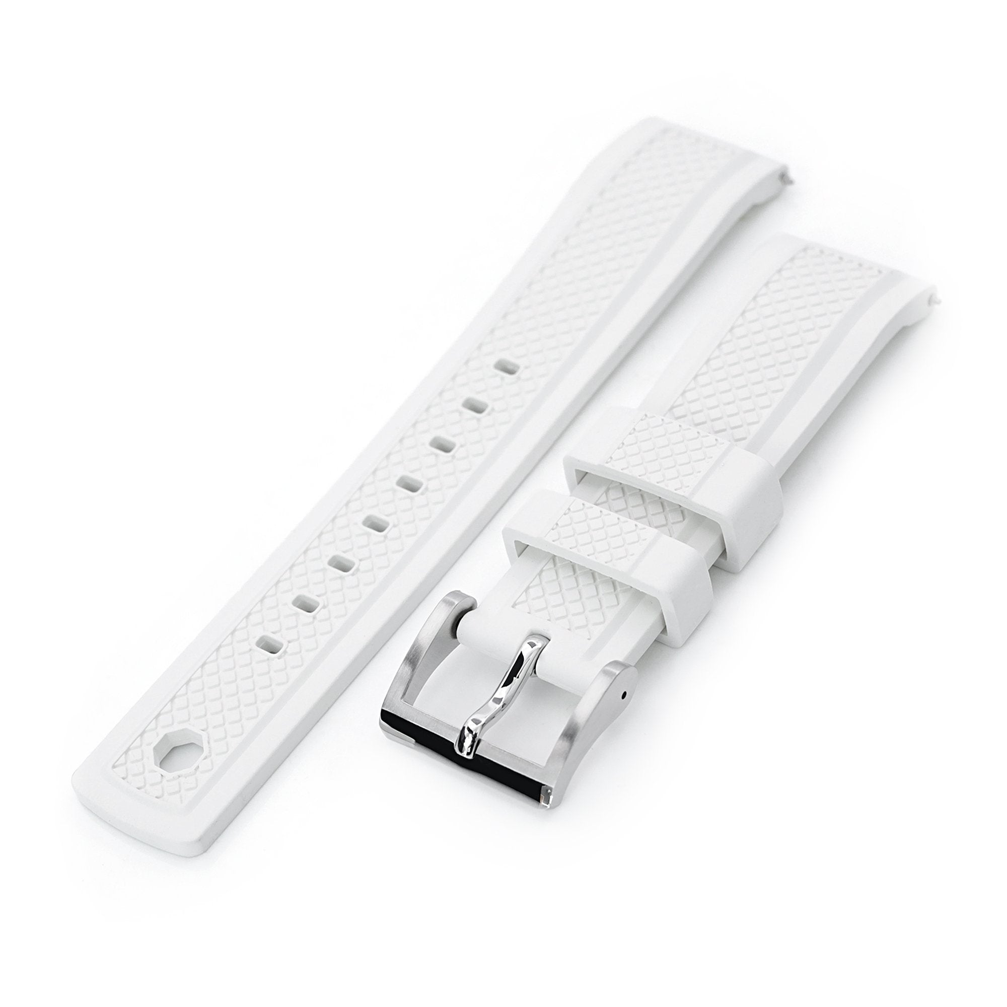 Crisscross White FKM Quick Release Rubber Strap, 20mm or 22mm Strapcode Watch Bands