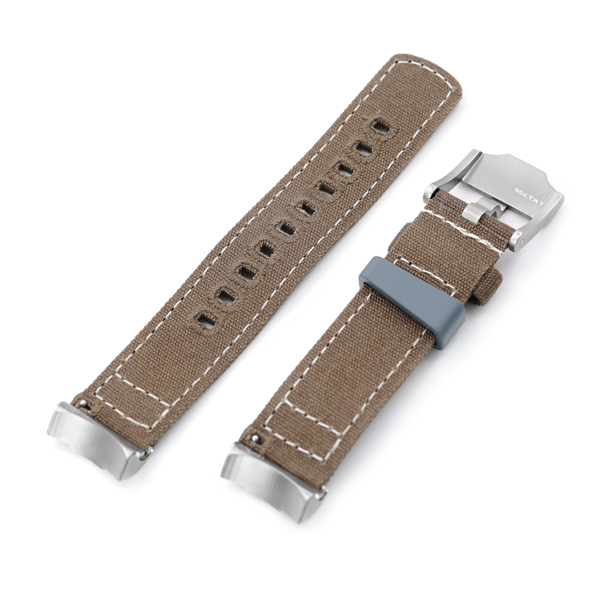 Tan Color Quick Release Canvas + Add-on End Piece watch strap for Seiko Sumo SPB103 Strapcode Watch Bands