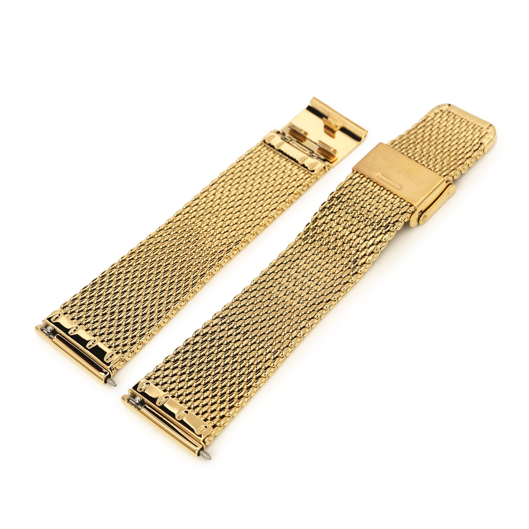 Quick Release Tapered Milanese Mesh Watch Band, IP Gold Strapcode Watch Bands