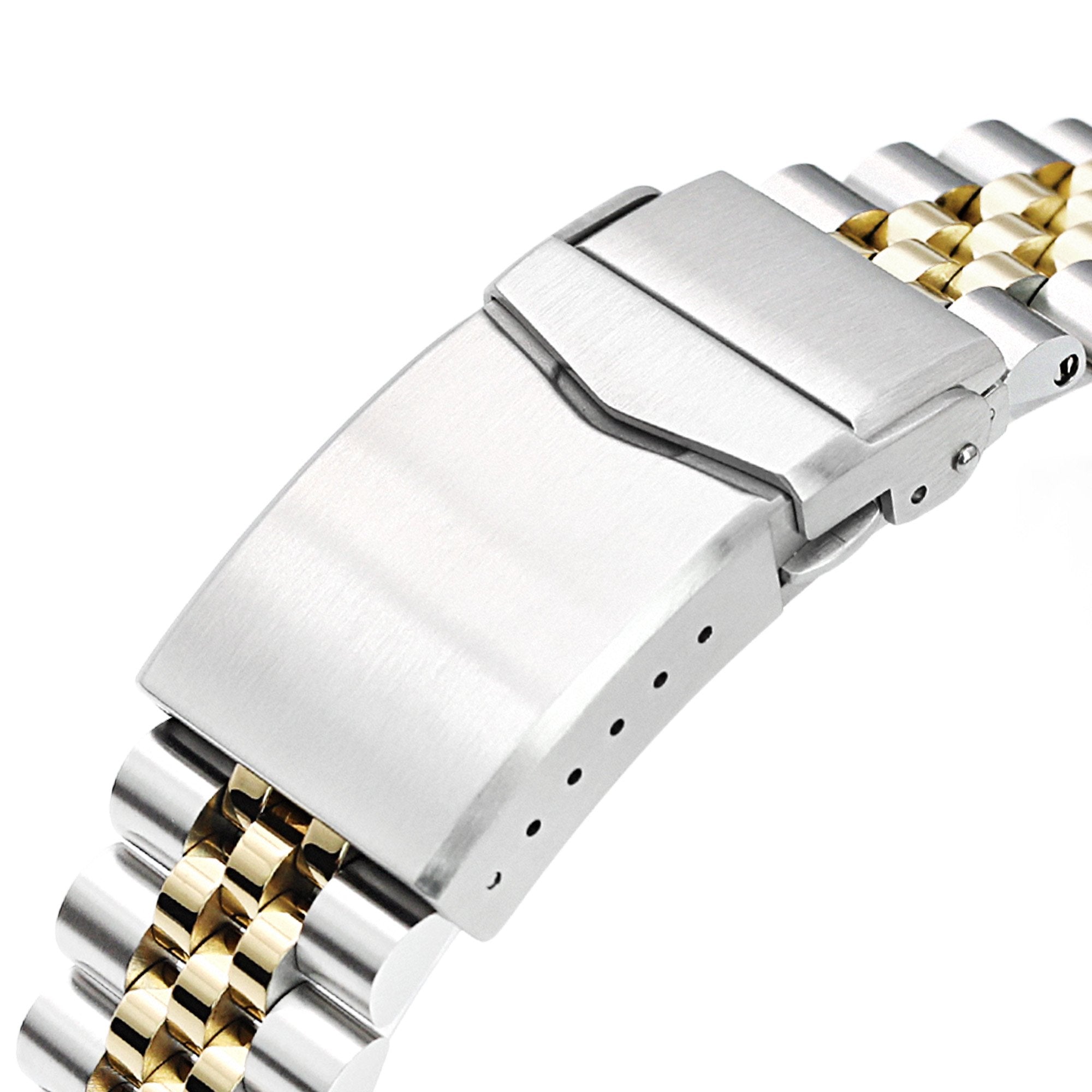 22mm Super-J Louis 316L Stainless Steel Watch Band for Seiko new Turtles SRP777, Two Tone IP Gold V-Clasp Strapcode Watch Bands