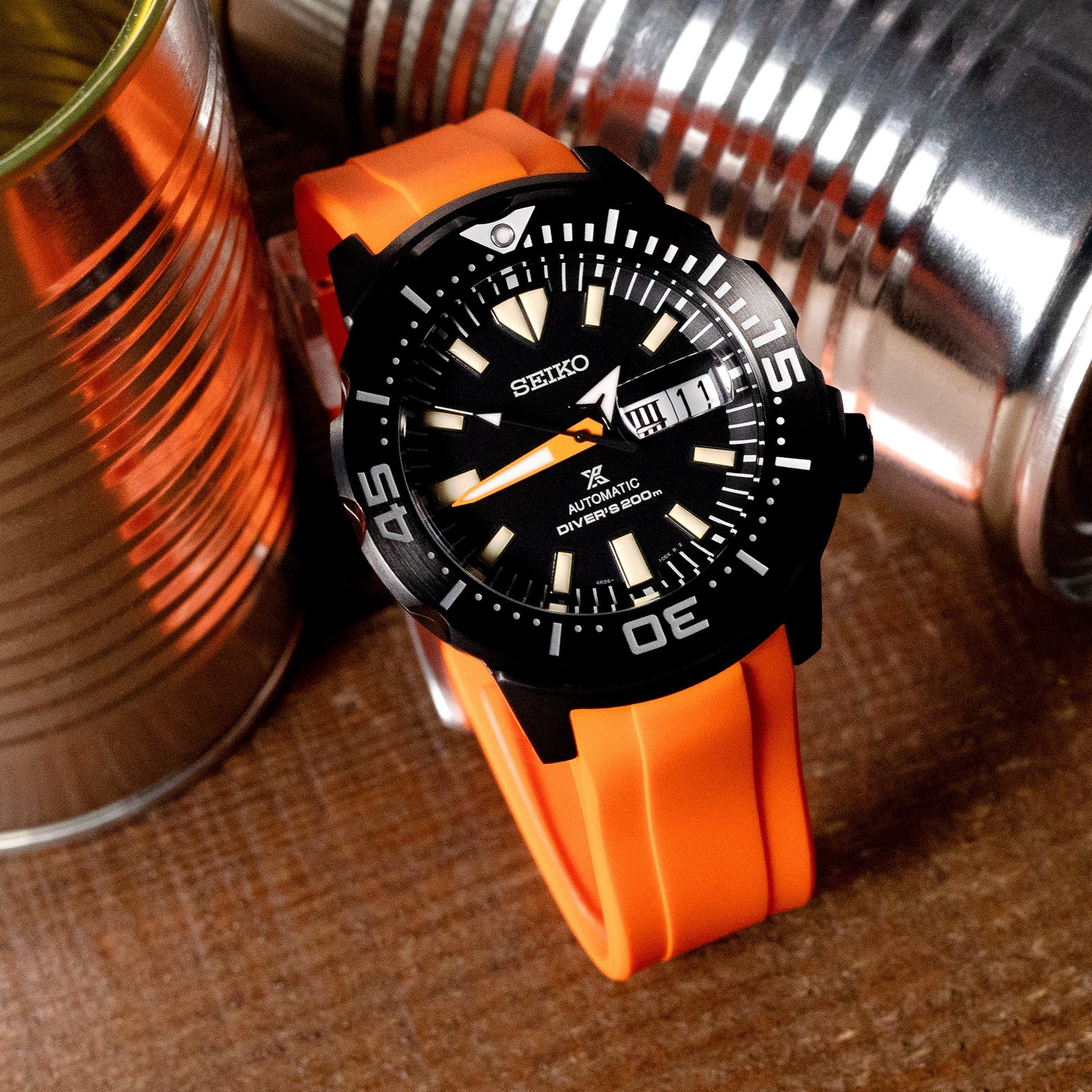 StrapXPro Lite - MX1A Rubber Strap for New Seiko Monster 4th Gen., Orange Strapcode Watch Bands